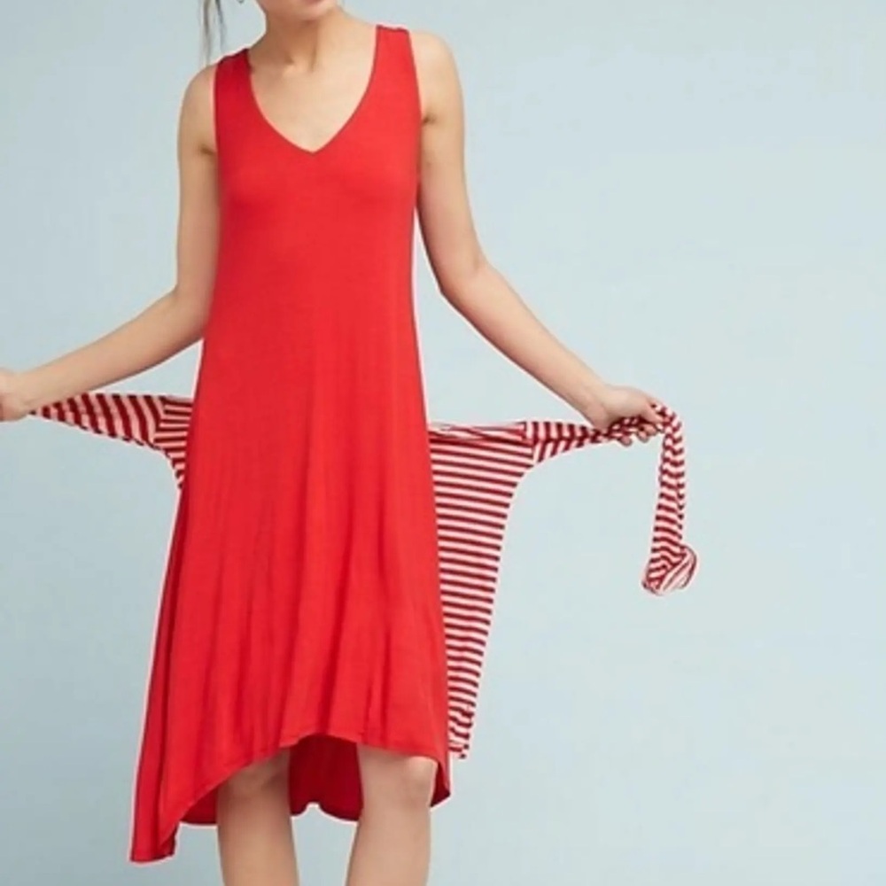 NWT Anthropologie Red Sleeveless V-neck Dress - XS petite